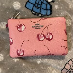 Coach Pink Cherry Print Wristlet